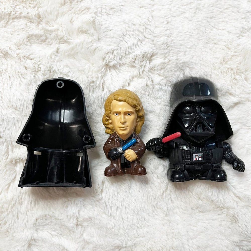 🔮 5/$25 2005 Star Wars 2 Piece Burger King Collectible Darth Vader & Anakin Toy